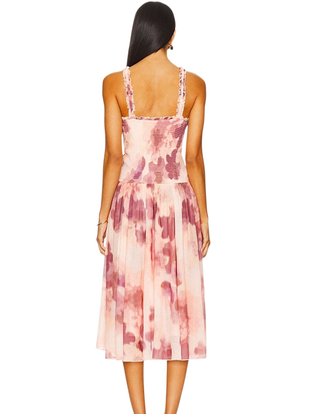 Free People x Revolve Tessa Smocked Midi Dress in Soft Combo Watercolor S NWOT - Picture 3 of 7